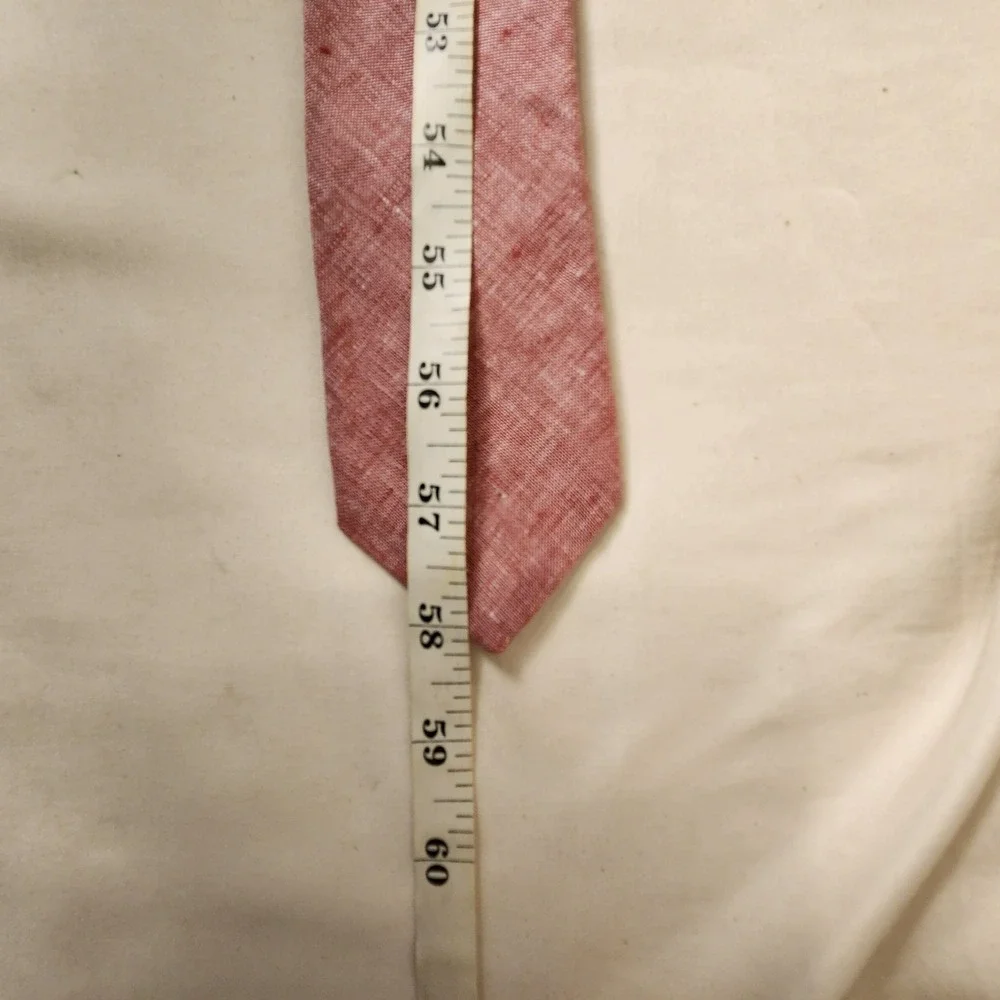 J.Crew Mens Tie 100% Linen Faded Orange Coral Salmon Handmade In USA Summer 58